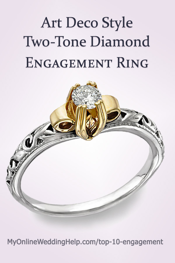 Art Deco Engagement Ring. 1/2 carat, 14K twotone gold design