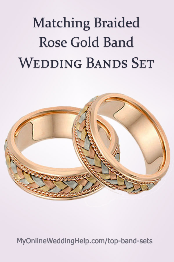Tri Tone Gold Wedding Band Set with Rose Gold Bands. Price for two bands. | Wedding Products ...